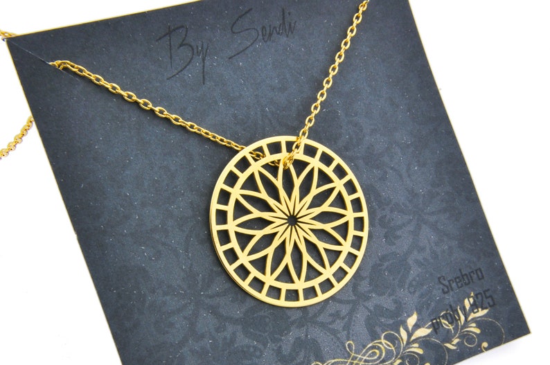Rosette necklace, sterling silver mandala pendant, best friend birthday gift image 4