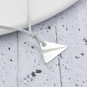 Paper plane bracelet, sterling silver origami charm, pendant for everyday wear image 1