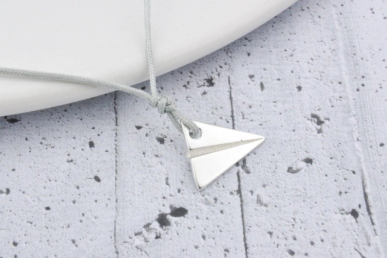 Paper plane bracelet, sterling silver origami charm, pendant for everyday wear image 1