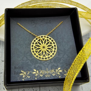 Rosette necklace, sterling silver mandala pendant, best friend birthday gift image 7