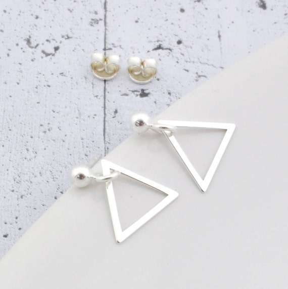 Corazón De Plata Pendientes De Aro Sleeper Triángulo UK