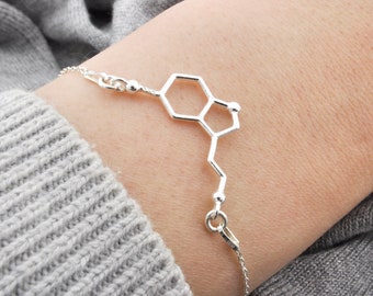 Pulsera de serotonina, regalo de joyería de molécula de plata de ley