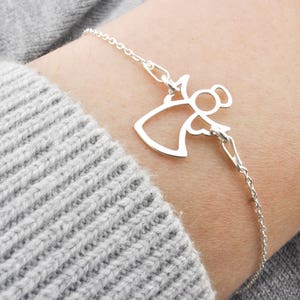 Sterling Silver Angel bracelet, pendant angel, silver angel, little angel, angel, guardian angel, on chściny, child, guardian angel bracelet image 1