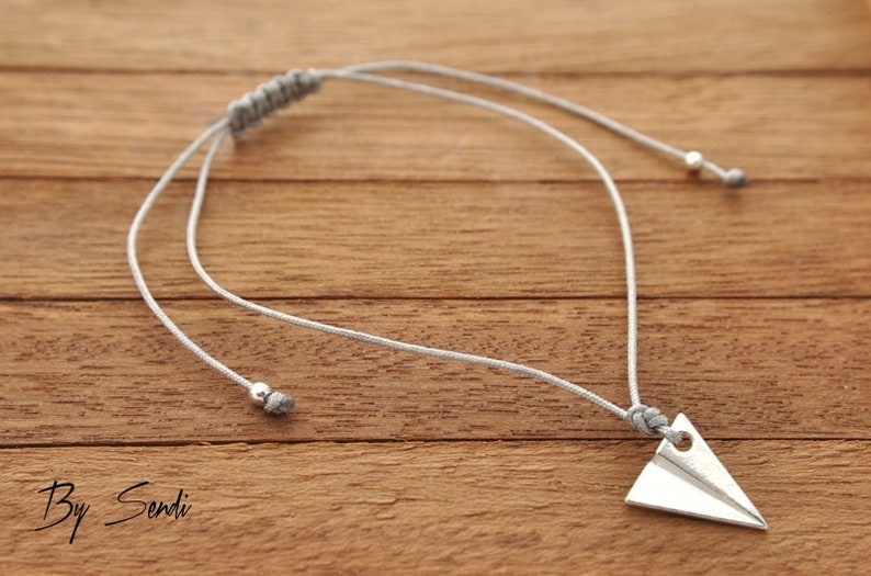 Paper plane bracelet, sterling silver origami charm, pendant for everyday wear image 6