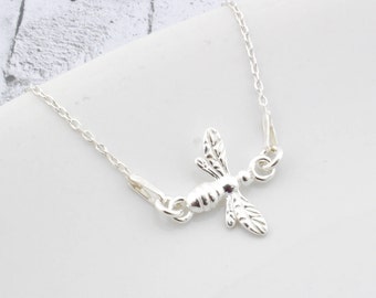 Honey bee necklace, sterling silver gift for her mummy