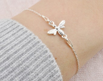 Pulsera de abeja de miel, delicada joyería minimalista de plata de primera ley, fina bysendi 925