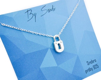 Lock necklace, sterling silver padlock pendant, best friend birthday gift for her