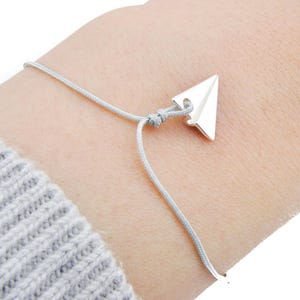 Paper plane bracelet, sterling silver origami charm, pendant for everyday wear image 5