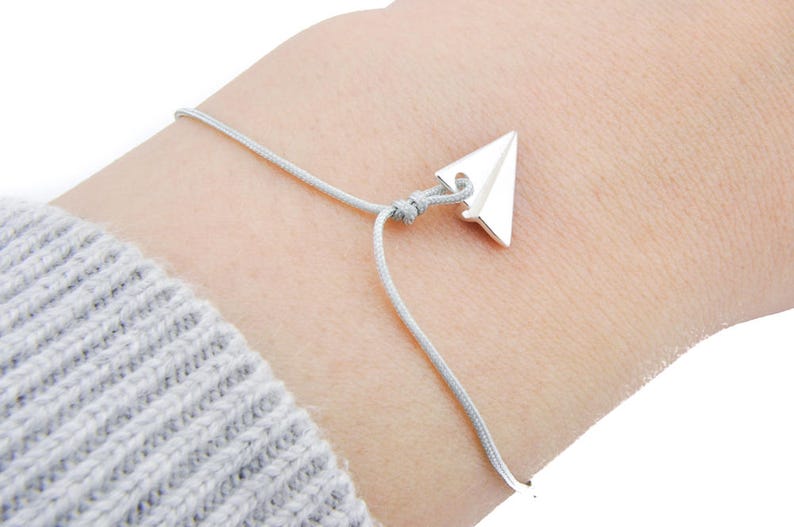 Paper plane bracelet, sterling silver origami charm, pendant for everyday wear image 5