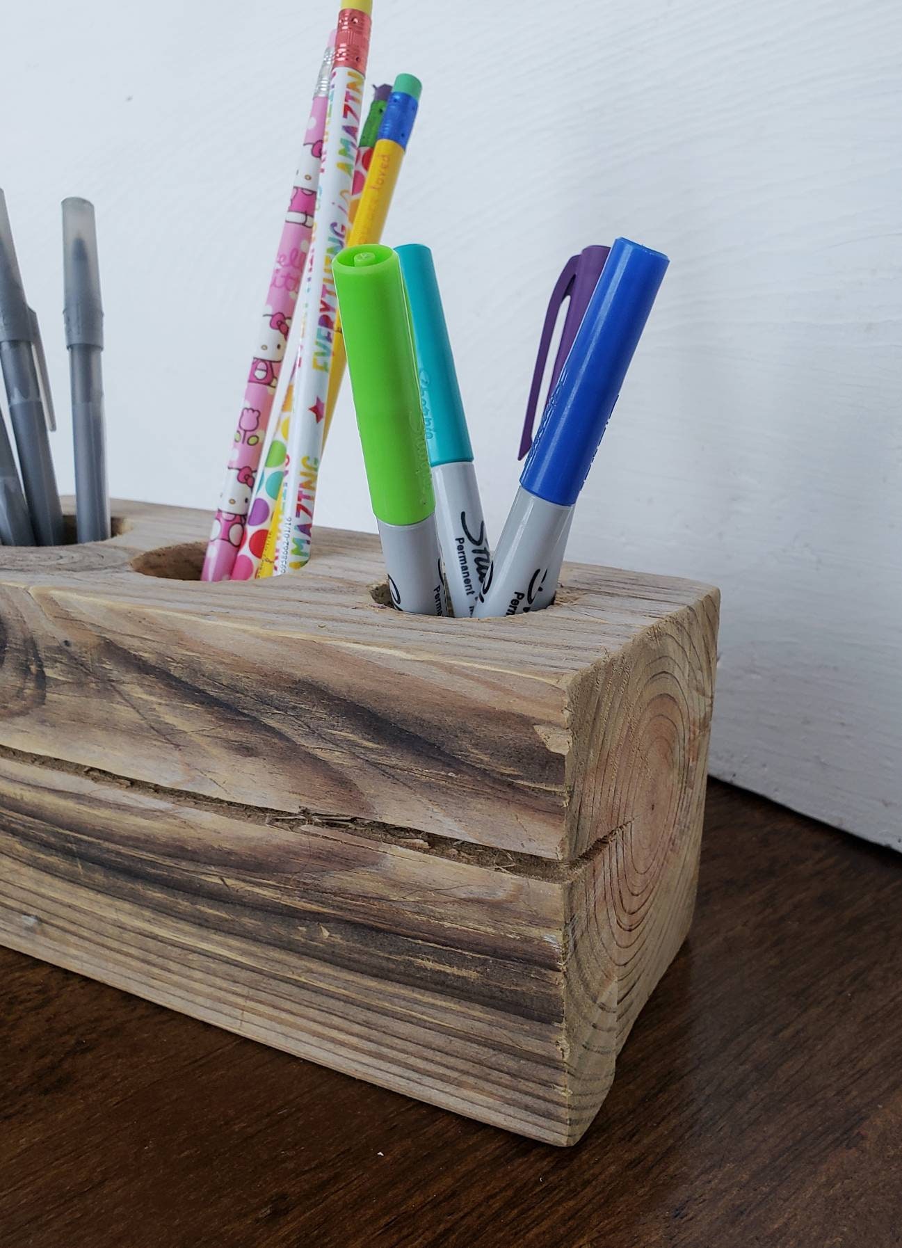 Rustic Pen and Pencil Holder Reclaimed Wood Pencil Holder Etsy