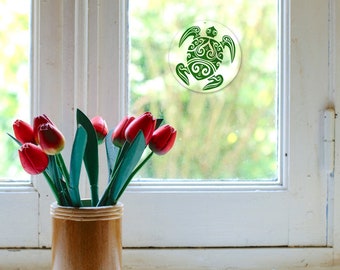 Sun Catcher Tartaruga Maori No.15 - Decorazione Da Finestra In Acrilico 15 Cm, Infrangibile, Con Cordino, Made In Germany