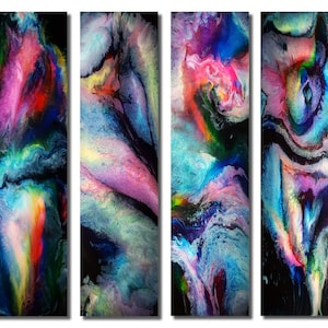 4 photos sur le métal - Art moderne abstrait - Impression d’art sur l’aluminium brillant brillant - grandes peintures murales décoration murale salon