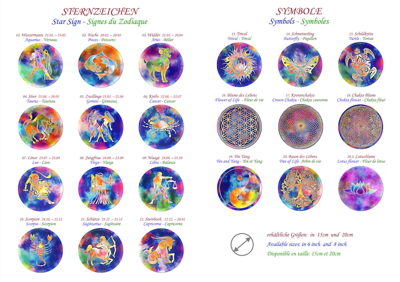 02 STAR SIGN Pisces no \u00d8 8inch suncatcher glass picture window image shatterproof glass astrology gift decoration window terrace