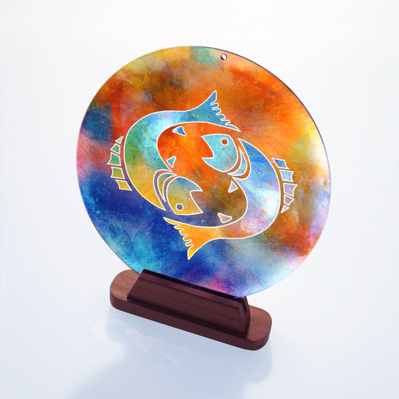 02 STAR SIGN Pisces no \u00d8 8inch suncatcher glass picture window image shatterproof glass astrology gift decoration window terrace