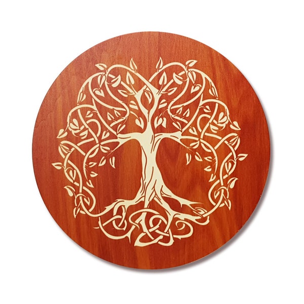 Tableau bois · Arbre de vie · Support photo mural · Symbole d'amour sur bois naturel · Cadeau anniversaire porte bonheur arbre de vie salon