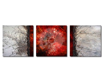 3 Pictures on Metal - Modern Art Abstract - Art Print on Bright Shiny Aluminum - Large Murals Wall Decoration Living Room