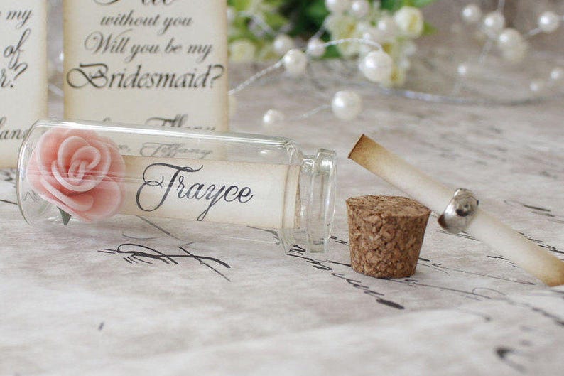 Bridesmaid proposal, Bridesmaid gifts, Maid of honor proposal, Bridesmaid present, Matron of honor, Flower girl gifts. Message in a bottle image 2