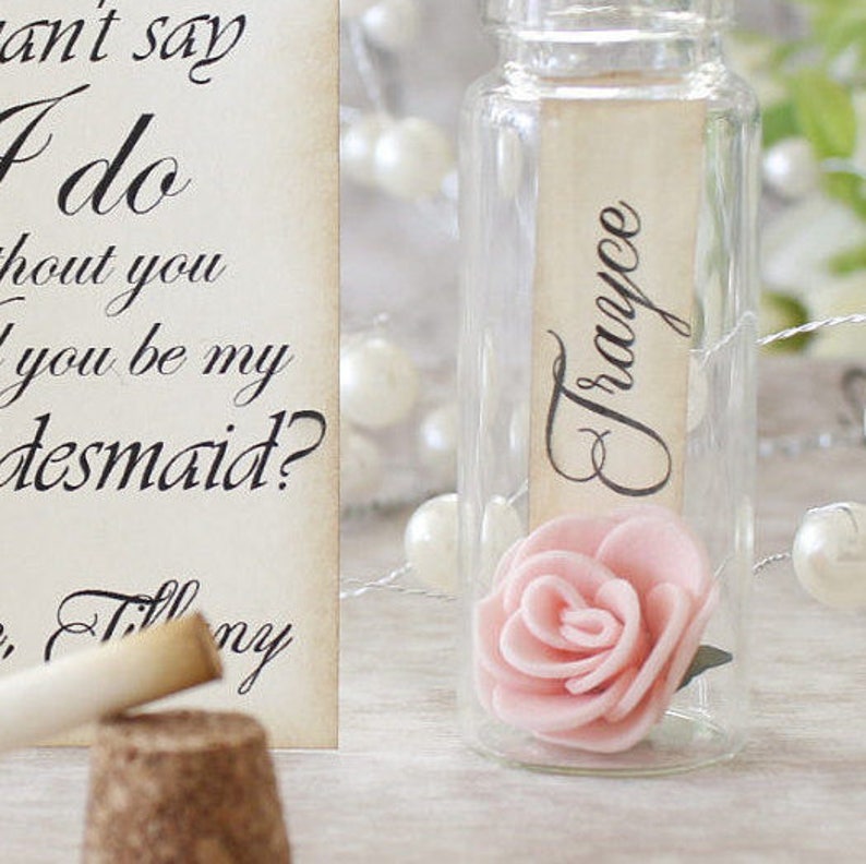 Bridesmaid proposal, Bridesmaid gifts, Maid of honor proposal, Bridesmaid present, Matron of honor, Flower girl gifts. Message in a bottle image 3