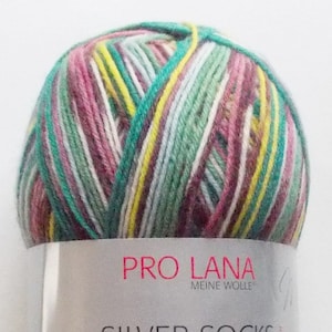 55.00 ユーロ/kg - 靴下糸 100g、グリーン、イエロー、ベリー、Pro Lana、4 プライ (SalePLSSV230)