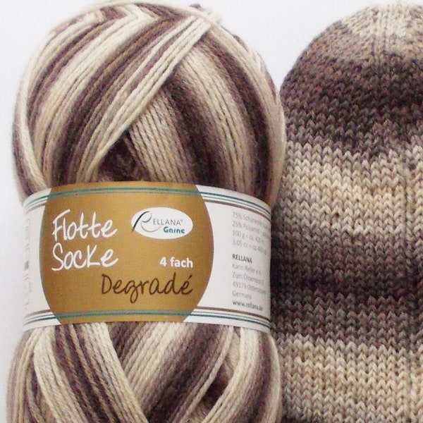 75,00 Euro/kg - sock yarn, brown - beige, 100g, 4ply (RellanaDeg1465)