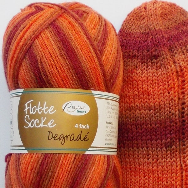 75,00 Euro/kg - sock yarn, orange - chestnut, 100g, 4ply (RellanaDeg1464)