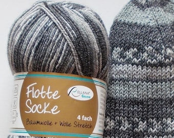 75,00 Euro/kg - sock yarn 100g, cotton stretch, shades of gray, 4ply (Rellana CS 1008)