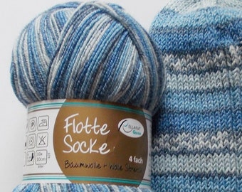 75,00 Euro/kg - sock yarn 100g, cotton stretch, shades of blue, 4ply (Rellana CS 1007)