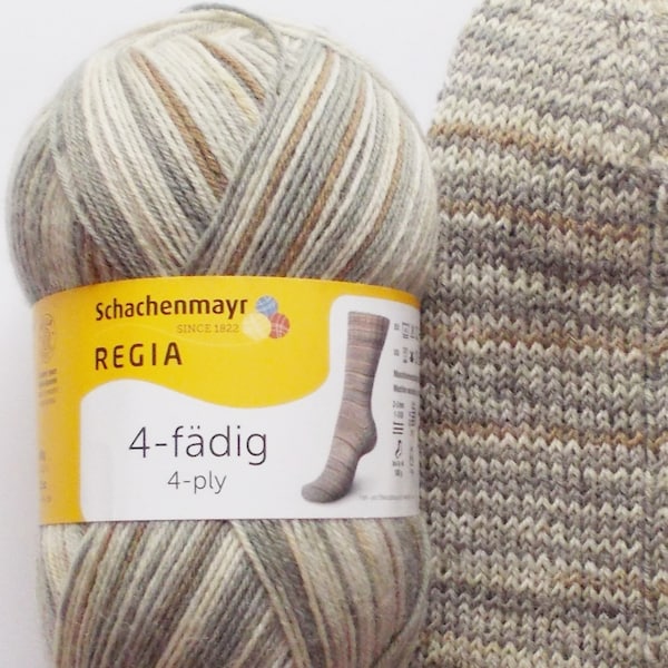 95,00 Euro/kg - Regia sock yarn 100g, beige-gray patterned, 4ply (Regia 07385)