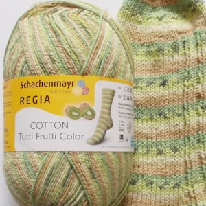 99,00 Euro/kg - sock yarn 100g, Regia cotton tutti frutti color, kiwi (Regia Cotton 02418)