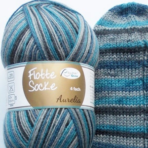 75,00 Euro/kg - sock yarn 100g, gray-blue-black, 4ply, Rellana (Aurelia1534)
