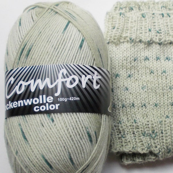 75,00 Euro/kg - sock yarn 100g, lightgreen with speckles, 4ply, comfort wool (918.04)