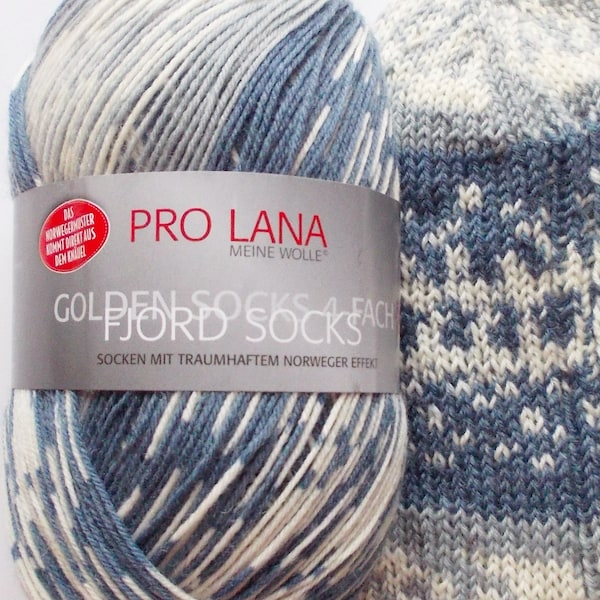 105,00 Euro/kg - sock yarn 100g, blue-gray, 4ply, Pro Lana (FjordSocks191)