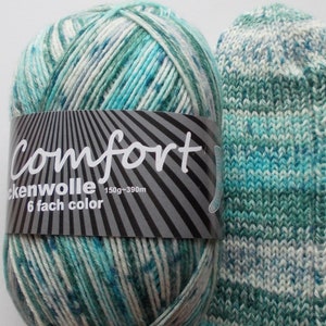 79,00 Euro/kg - sock yarn 150g, turquoise-petrol, 6ply, from comfort wool (612-01)