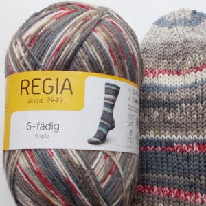 98,00 Euro/kg - sock yarn 150g, gray-brown-red, 6ply, Regia of Schachenmayr (02791)