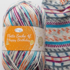 89,00 Euro/kg - sock yarn 100g, blue-orange-gray-berry, 4ply, Rellana (HB1703)