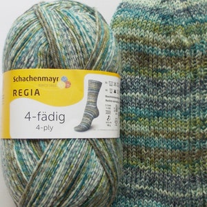 95,00 Euro/kg - Regia sock yarn 100g, blue-green-brown, 4ply (04767)