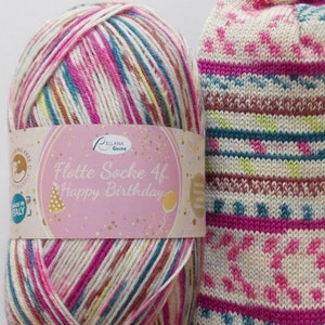 89,00 Euro/kg - sock yarn 100g, pink-petrol-brown-yellow, 4ply, Rellana (HB1701)