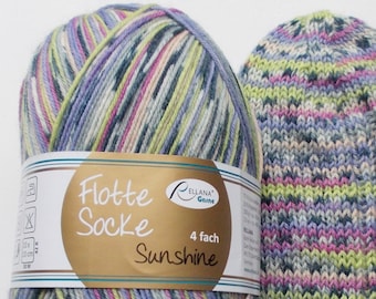 85,00 Euro/kg - sock yarn 100g, pink-purple-yellow with speckles, 4ply, Rellana (Sunshine1922)