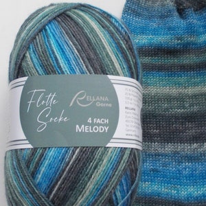89,00 Euro/kg - sock yarn 100g, gray-blue, 4ply, Rellana (Mel3022)