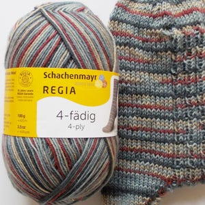 95,00 Euro/kg - Regia sock yarn 100g, blue-gray-darkred, 4ply (06029)