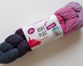 56,00 Euro/kg - "rope plait" 250g, rope yarn of woolly hugs for bags, pink-purple-gray (188)