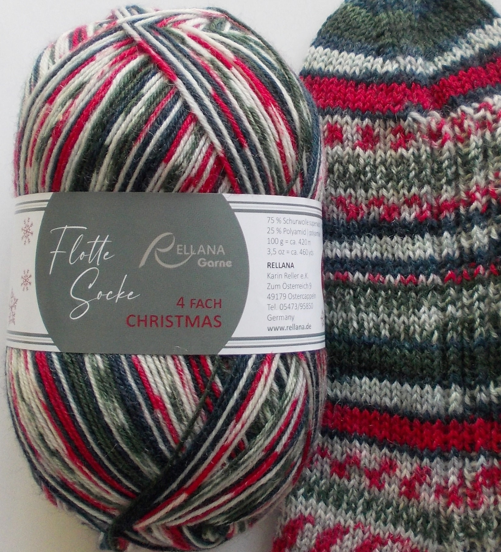 Red green and white christmas yarn Nederland