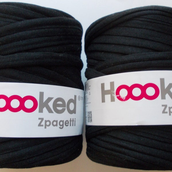 0,08 Euro/m - 2 x Hoooked Zpagetti Textilgarn, schwarz, 120m pro Rolle