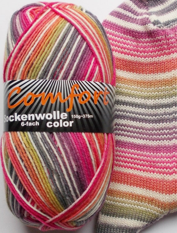 EUR 7,30 100 g Sockenwolle 150gr REGIA STRIPE COLOR 6-fach