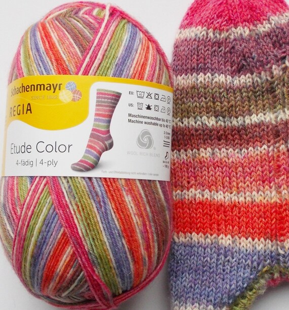 BLUE GREEN BLACK REGIA 4fadig STRIPE SOCK 75/% wool YARN 4 ply 100g