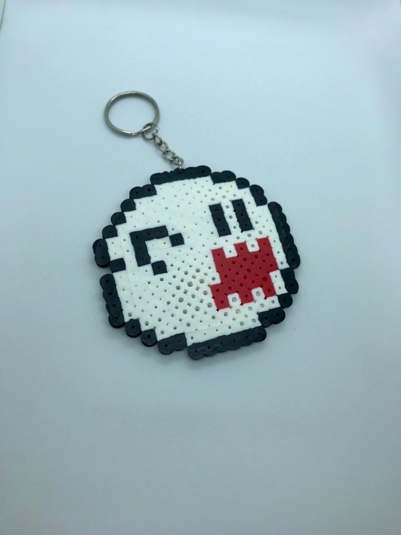 Super Mario Boo Perler Bead Keychain