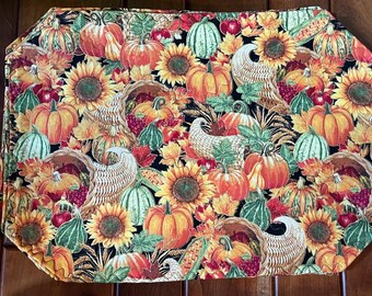 Reversible Fall Cornucopia and Sunflower Placemats