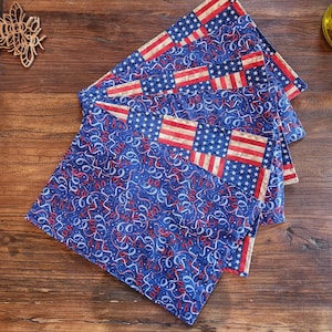Patriotic 4th of July American Flag Reversible Placemats