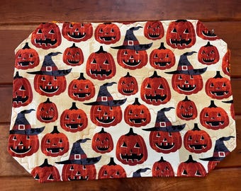 Halloween Placemats, Reversible Jack O Lantern Fall Table Decor