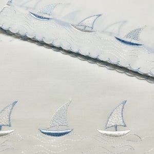 3 yds Sailboat Batiste Embroidery Austria Sailboat Edging Embroidery